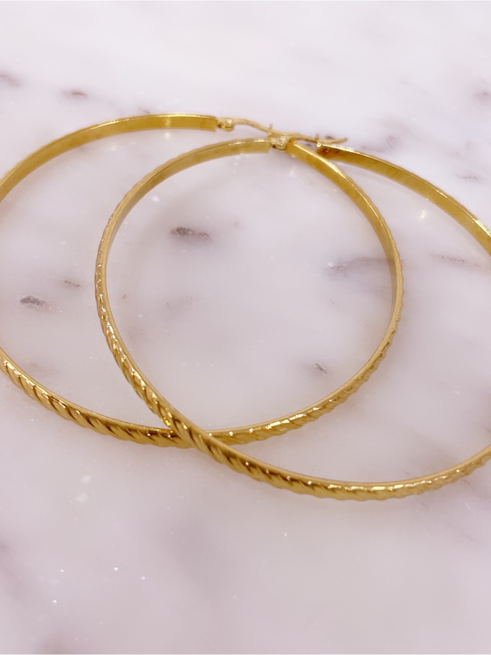 Classic Gold Hoop Earrings - Twisted Detail